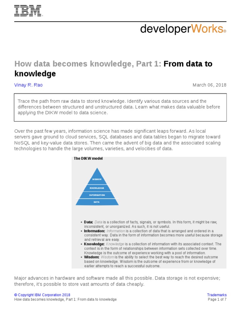 How Data Becomes Knowledge, Part 1 From Data Toknowledge 7p | PDF ...