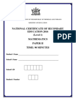 2016 NCSE Math Paper II