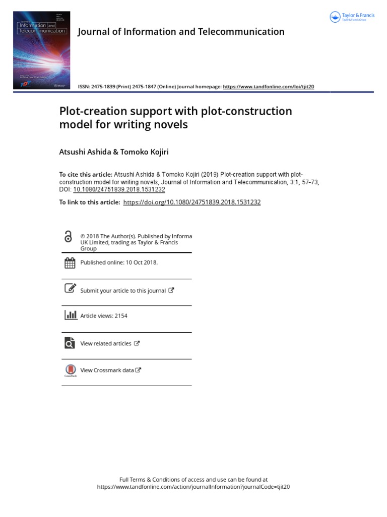 Plot Creation Support With Plot Construction Model For Writing Novels ...