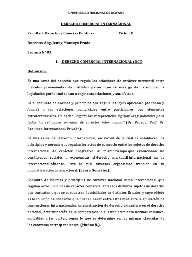 Introducción al Derecho Comercial Internacional | PDF | Comercio ...