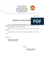 Certificate of Damages: Division of City of Bogo Bogo Central School I