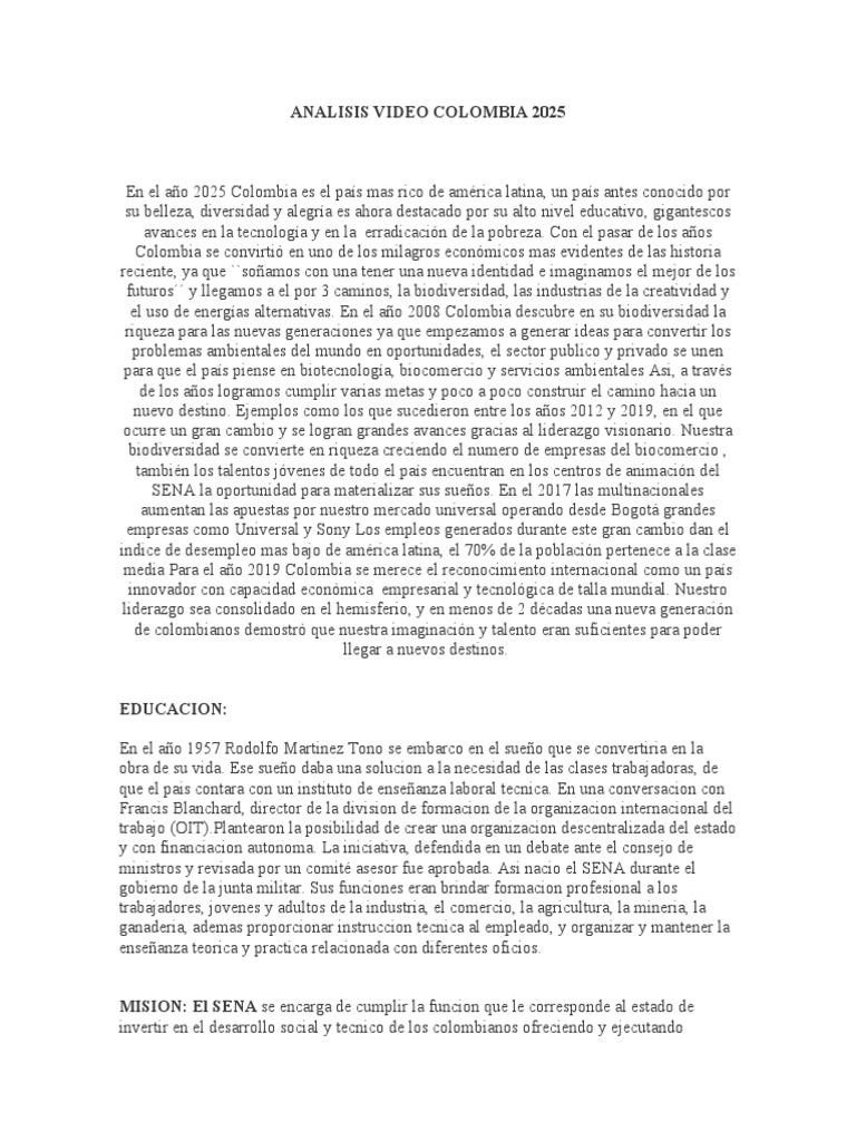 Analisis Video Colombia 2025 | PDF | Nuevo orden mundial (política