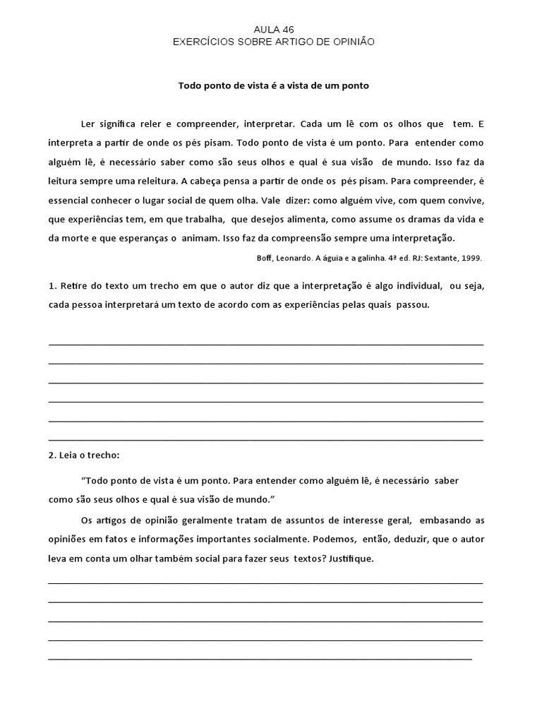 Exercícios sobre Artigo de Opinião | PDF | Biodiversidade | Science