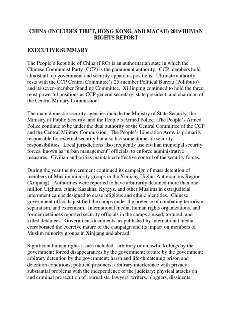 China Inclusive 2019 Human Rights Report | PDF | Remand (Detention ...