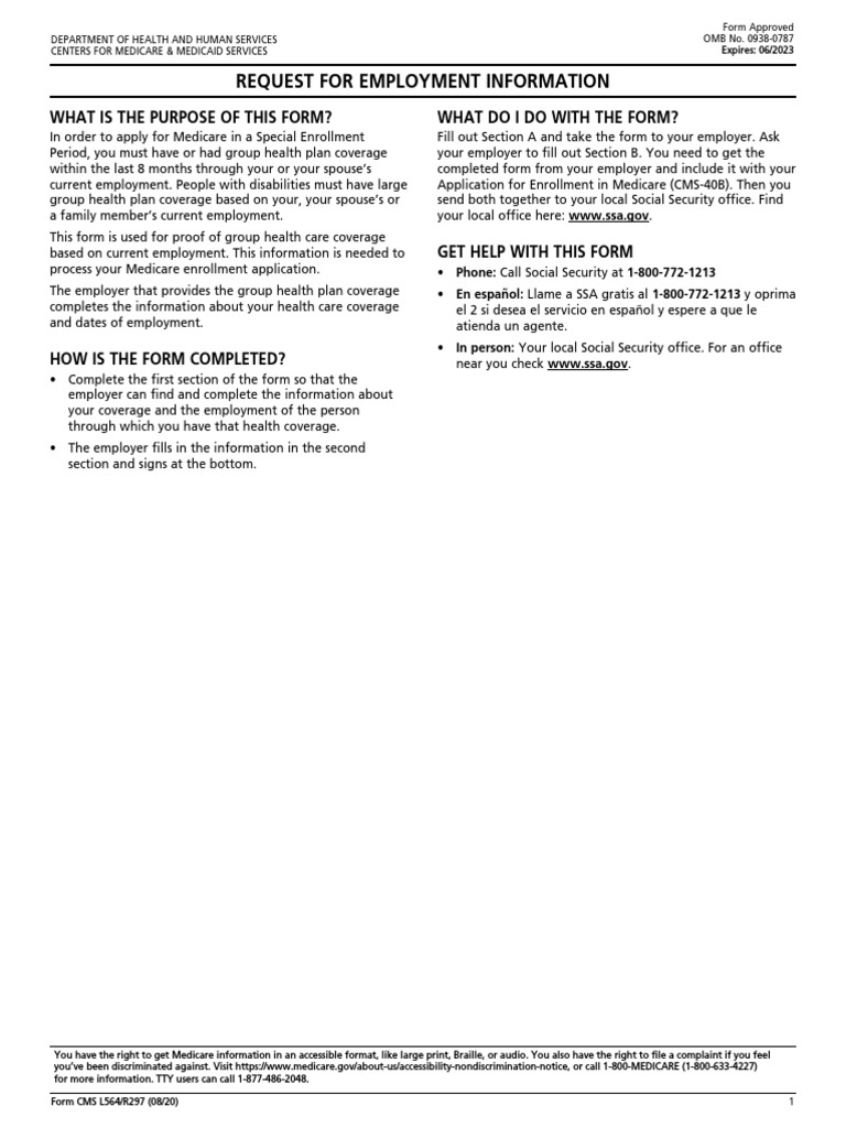 Instructions for CMS L564 Form Completion | PDF | Social Security ...