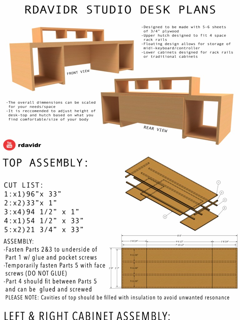 Rdavidr Studio Desk Plans PDF