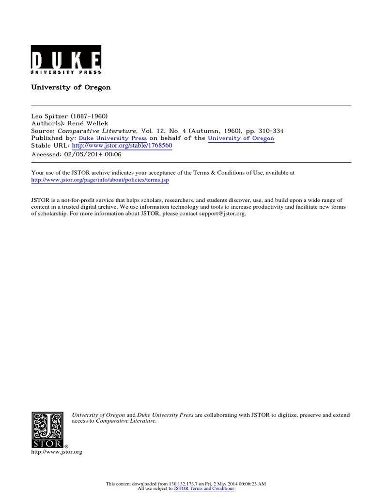 Leo Spitzer: Linguistic Contributions | PDF | Aesthetics | Martin