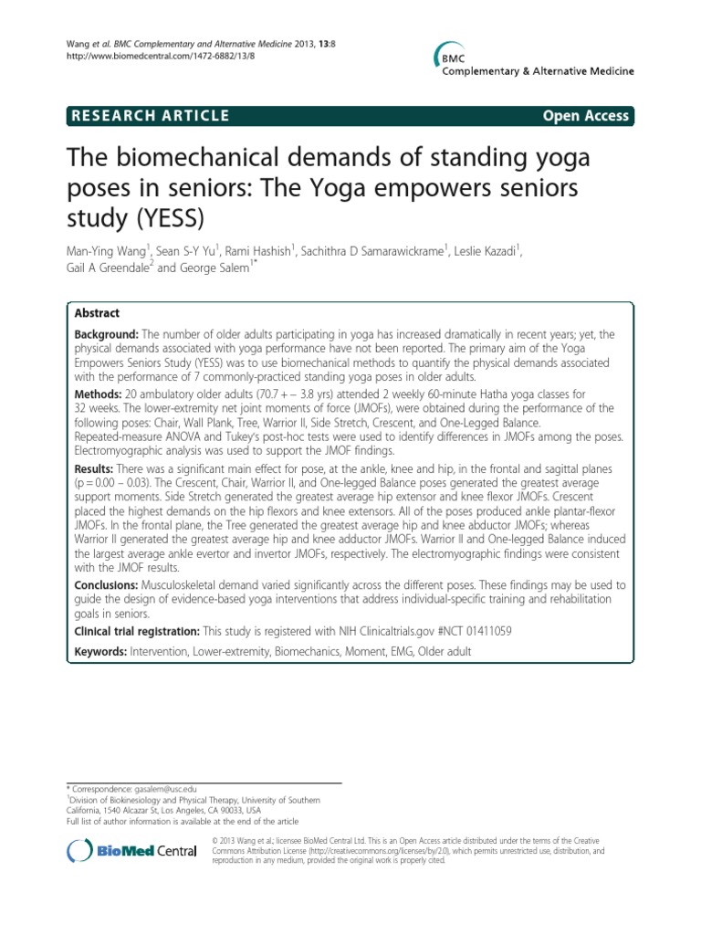 The Biomechanical Demands of Standing Yoga Poses in Seniors The Yoga ...