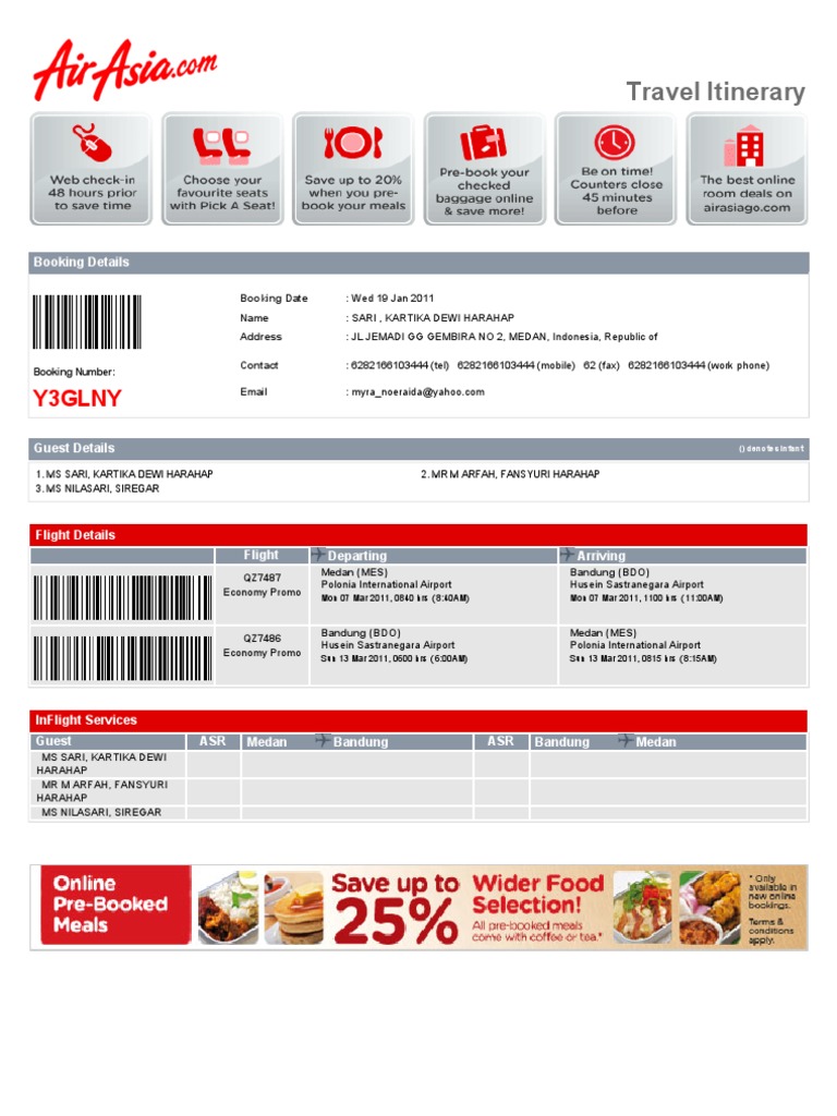 Tiket bandung medan airasia  Baggage  Identity Document