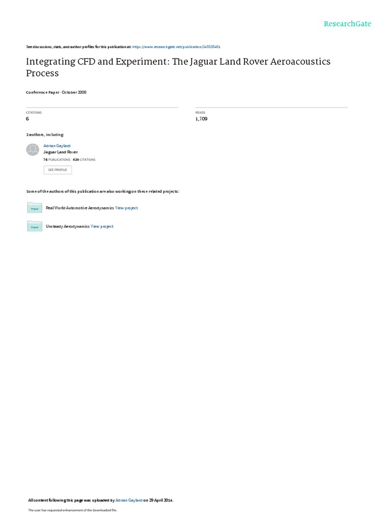 Jaguar Land Rover Aeroacoustics Process | PDF | Computational Fluid ...