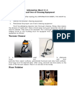 Vacuum Cleaner: Information Sheet 2.1-1 Types and Uses of Cleaning Equipment