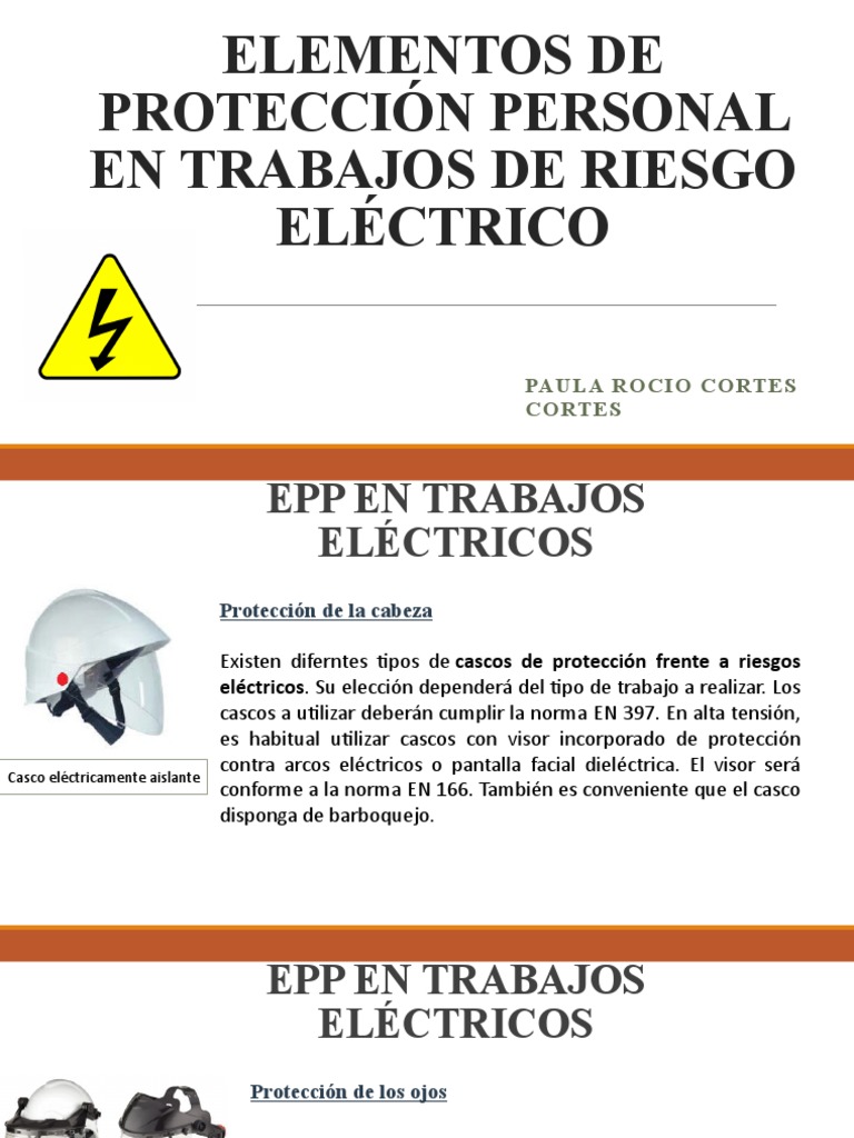 Elementos de Protección Personal en Trabajos Electricos | PDF | Aislador ( Electricidad) | voltaje