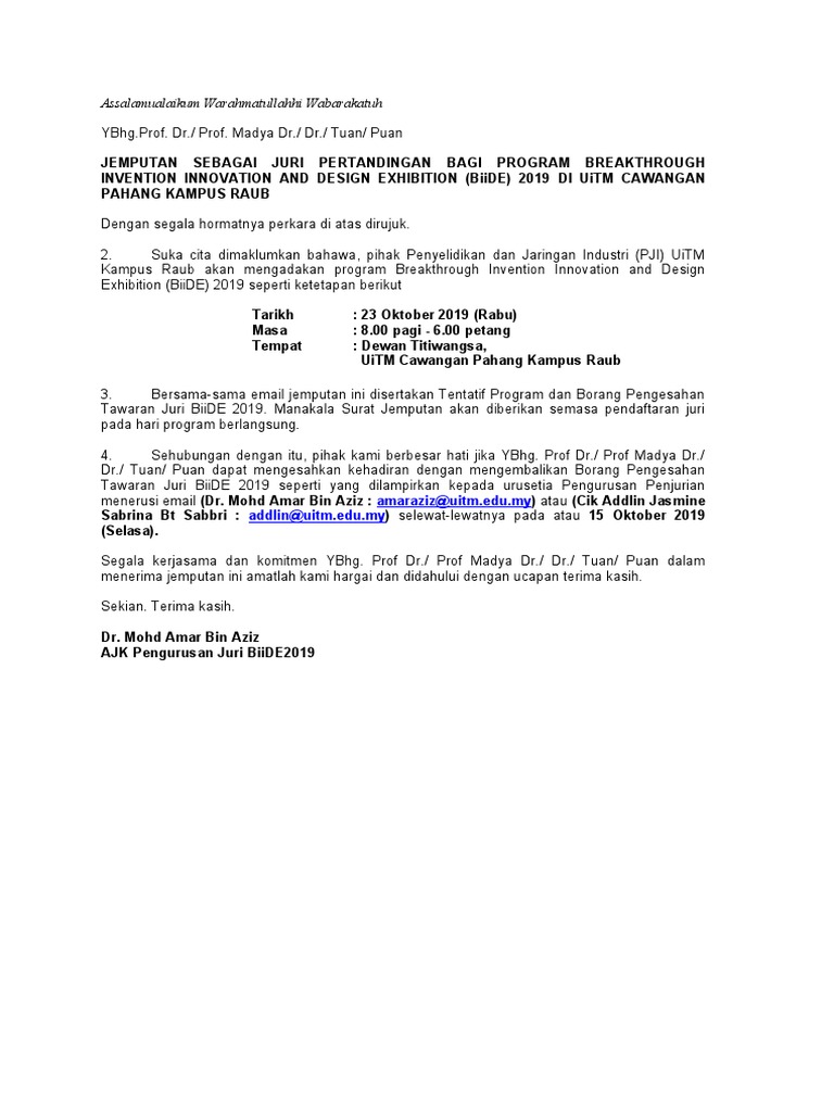 Surat Jemputan Juri Email Pdf