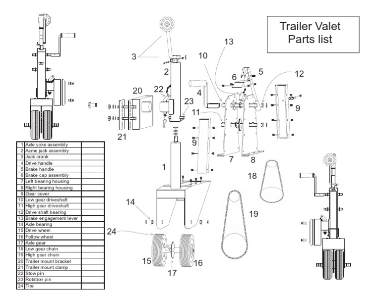 Trailer Valet Parts List PDF