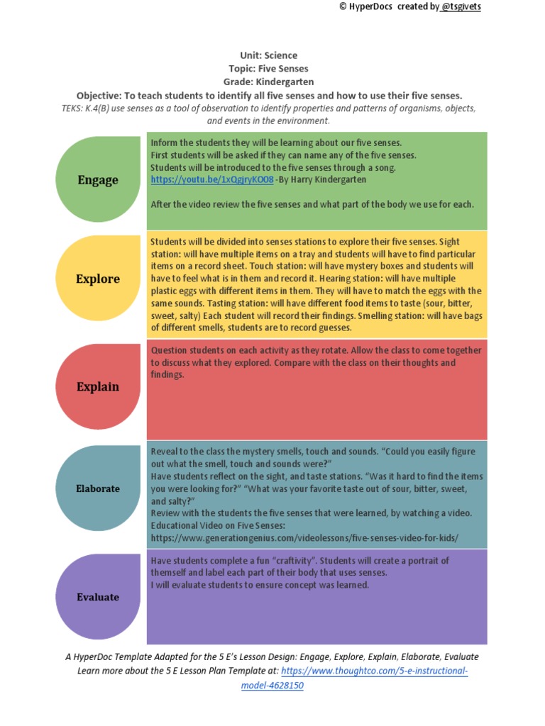 Hyper Doc Lesson Plan | PDF | Senses | Taste
