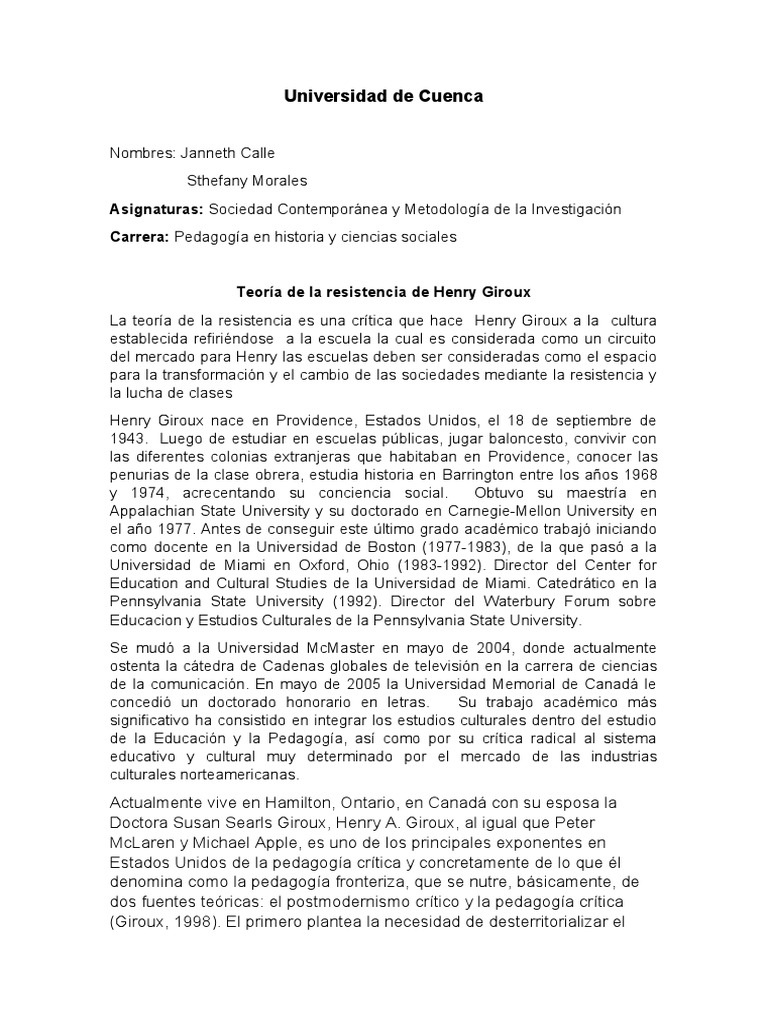 Henry Giroux PDF Educación avanzada Enseñando y aprendiendo