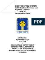 Management Control System "Responsibility Centers: Revenue and Expense Centers" CASE 4-1 Vershire Company