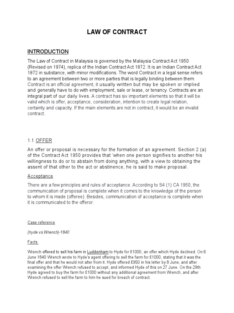 Malaysian Contract Law Overview | PDF | Politics | Social Science