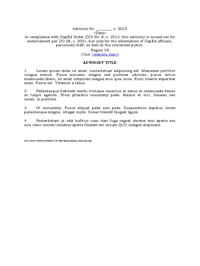 DepEd Advisory Compliance Guidelines | PDF