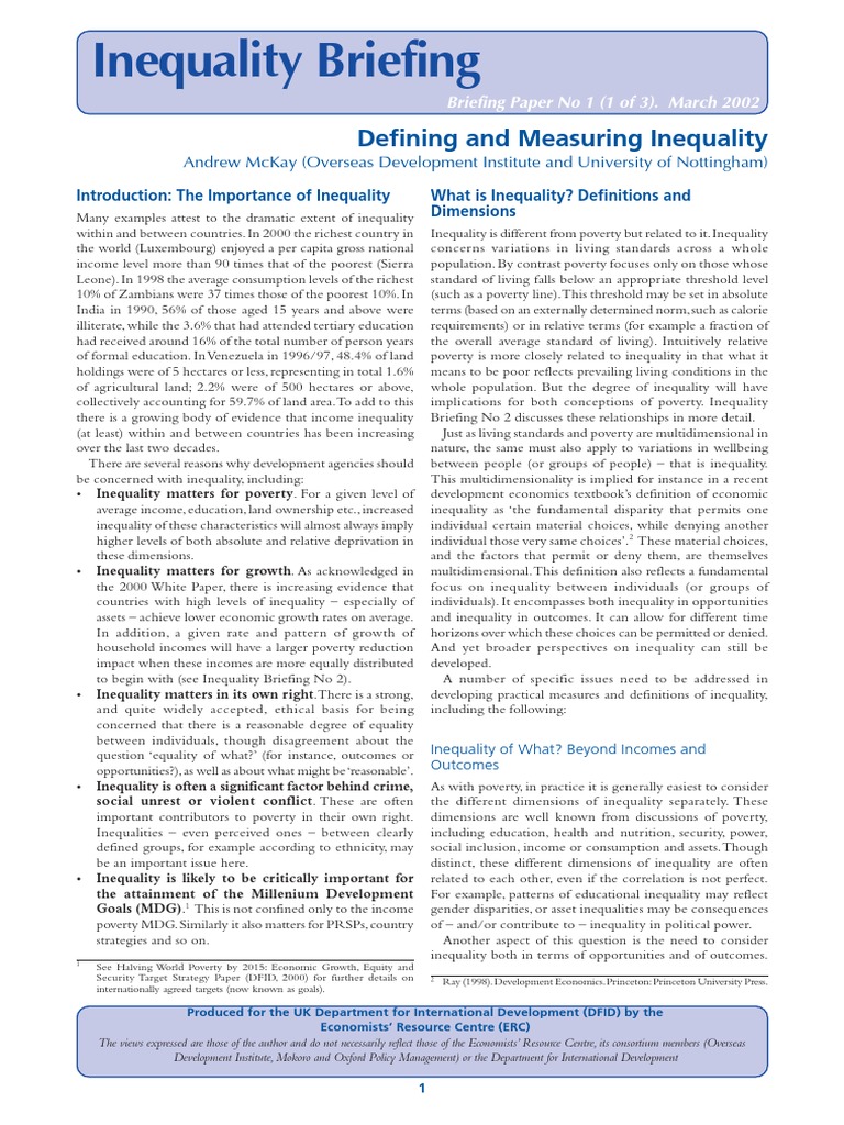 Defining and Measuring Inequality PDF | PDF | Gini Coefficient ...