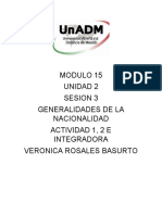 Modulo 15 Unidad 2 Sesion 3 Generalidades de La Nacionalidad Actividad 1, 2 E Integradora Veronica Rosales Basurto