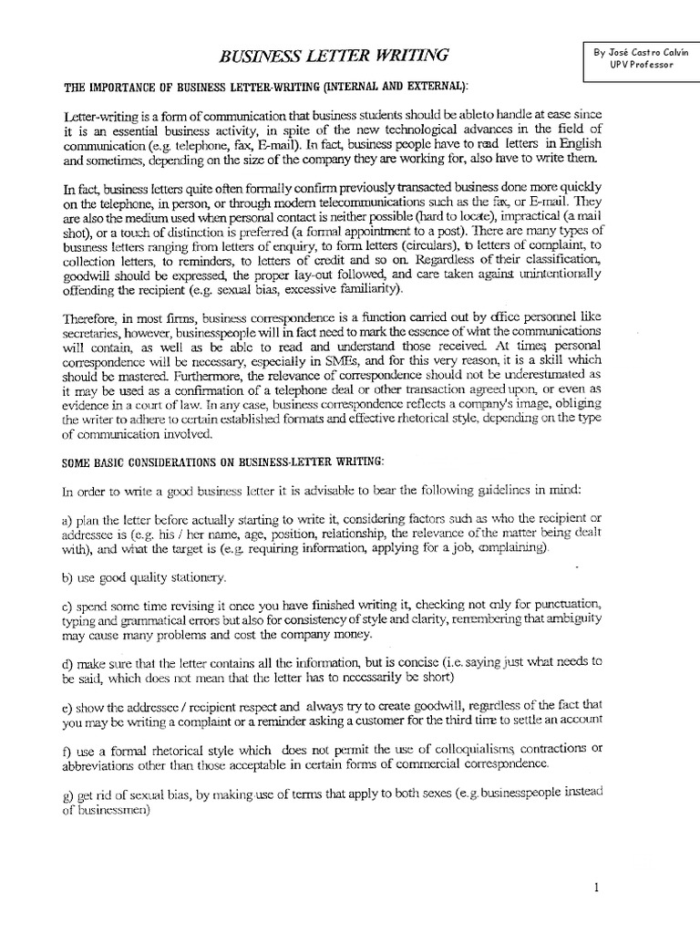 Importance of Business Letter Writing | PDF