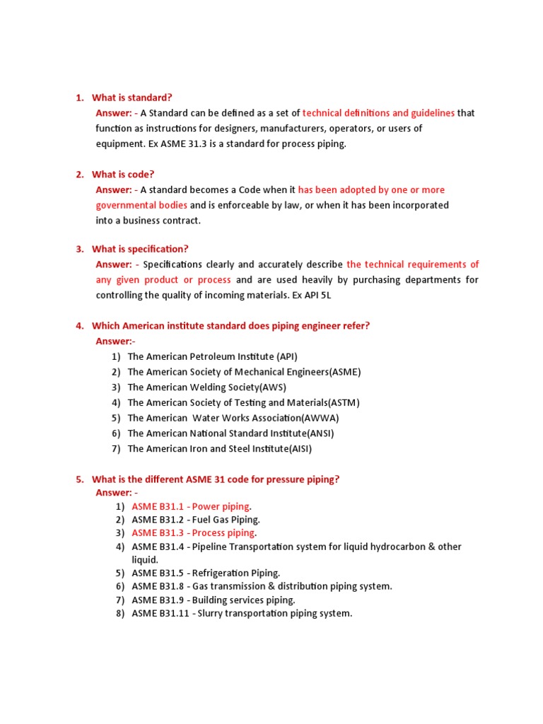 General Q and A | PDF | Pipe (Fluid Conveyance) | Gas Technologies