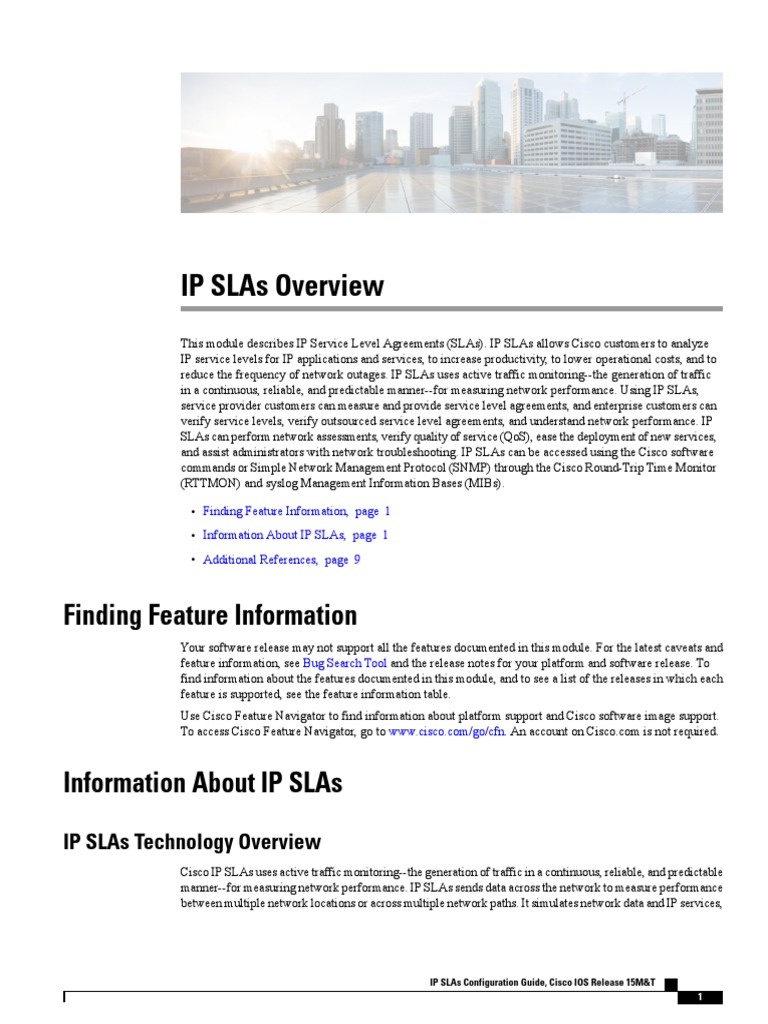 Ip Slas Overview Finding Feature Information PDF