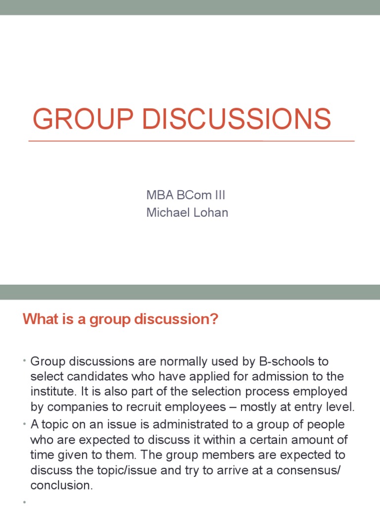 Group Discussions MBA BCom III | PDF | Fluency | Speech