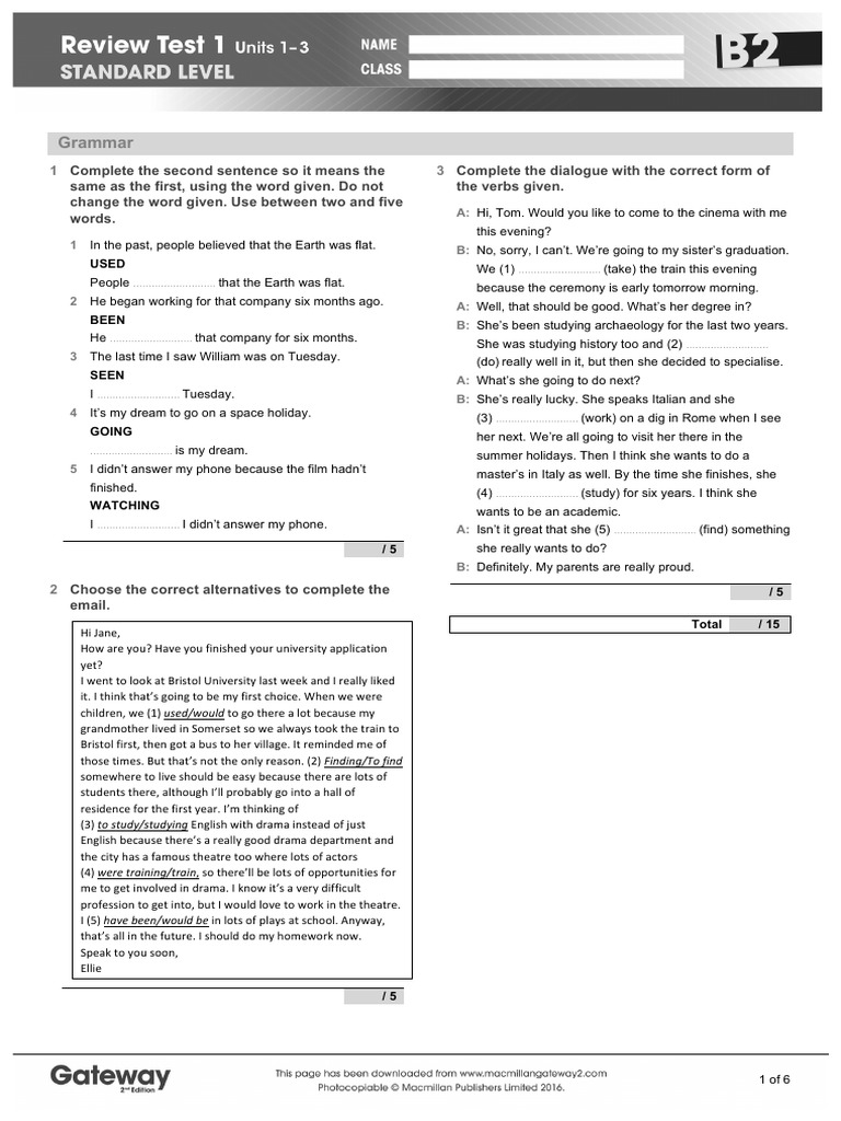 Gateway To The World B2 Answers