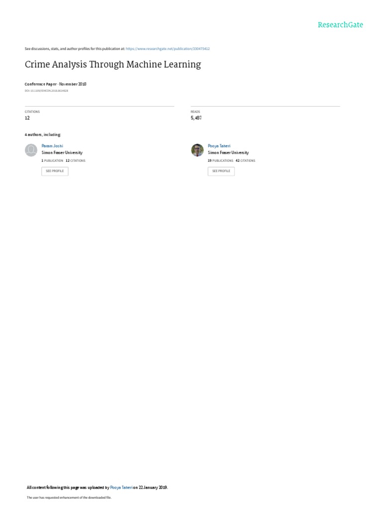 Machine Learning for Crime Prediction | PDF | Statistical ...