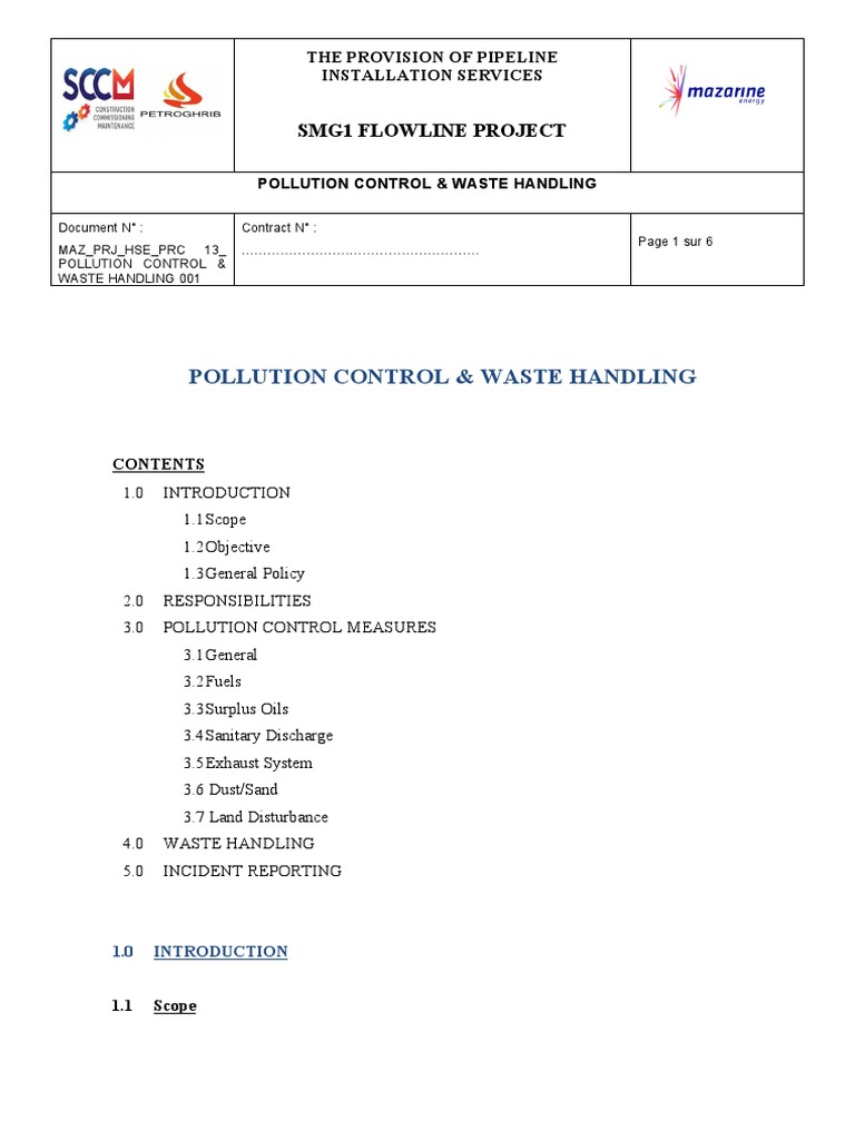 Pipeline Installation Pollution Control Guide | PDF | Exhaust Gas | Waste