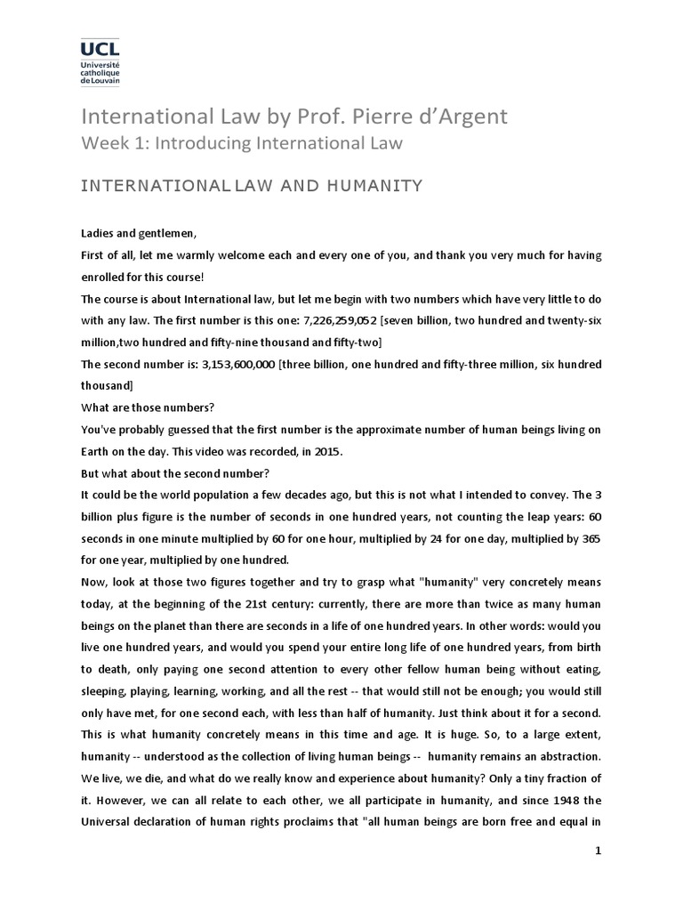 Week 1 - Introducing International Law | PDF