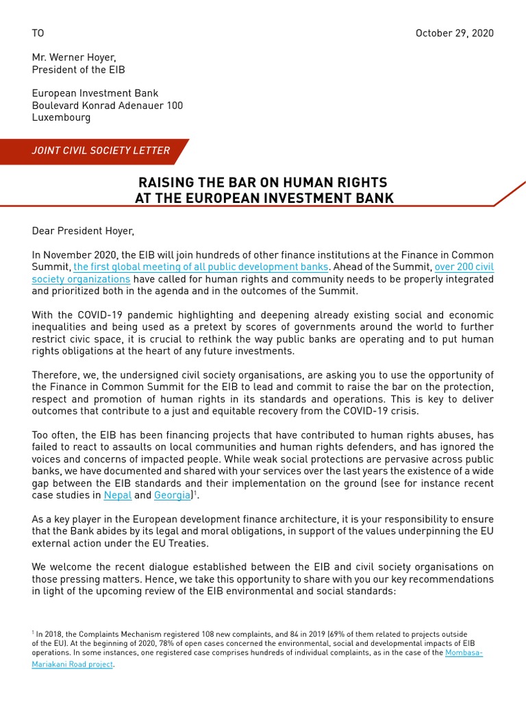 2020 Joint Letter Raising The Bar On Human Rights | PDF | Applied ...