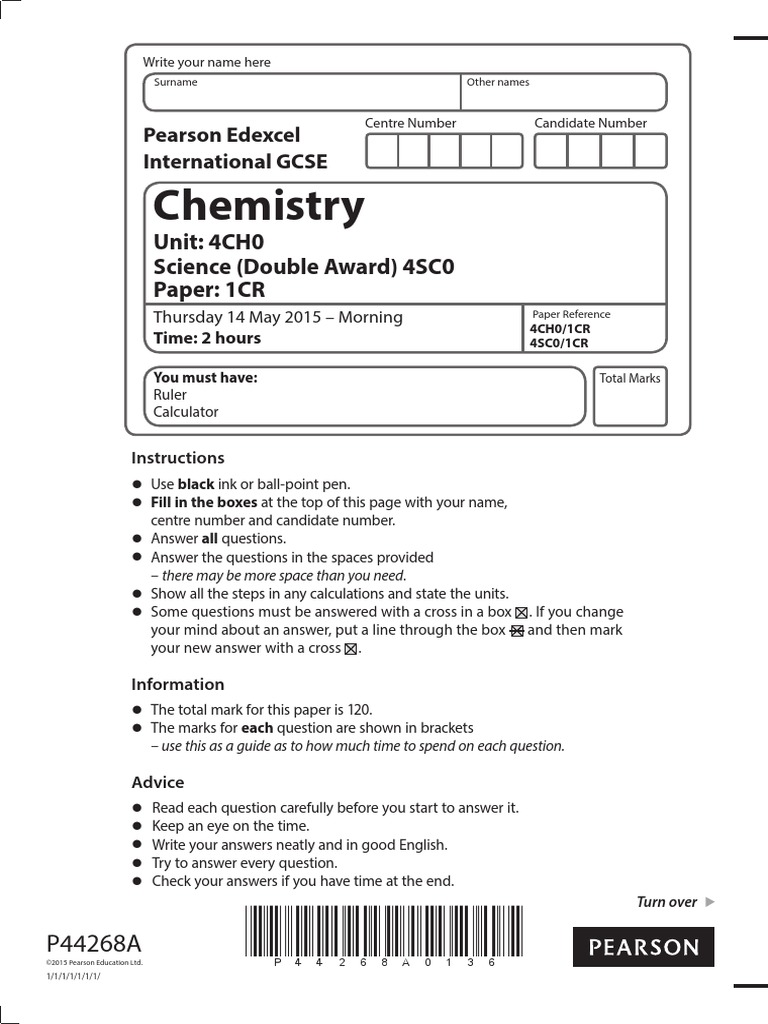 Paper 1cr - QP - June 2015 Edexcel Igcse Chemistry PDF | PDF ...