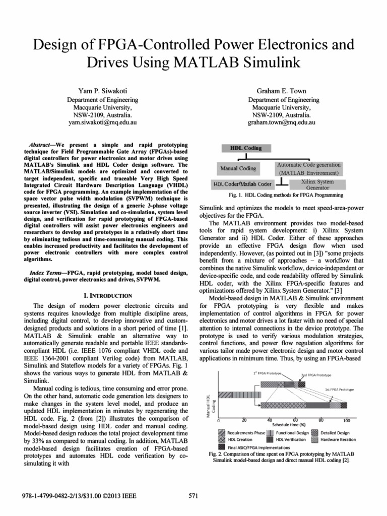Design of FPGAControlled Power Electronics and Drives Using MATLAB