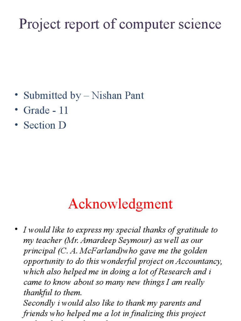 Computer Science Project Report | PDF | Constructor (Object Oriented ...