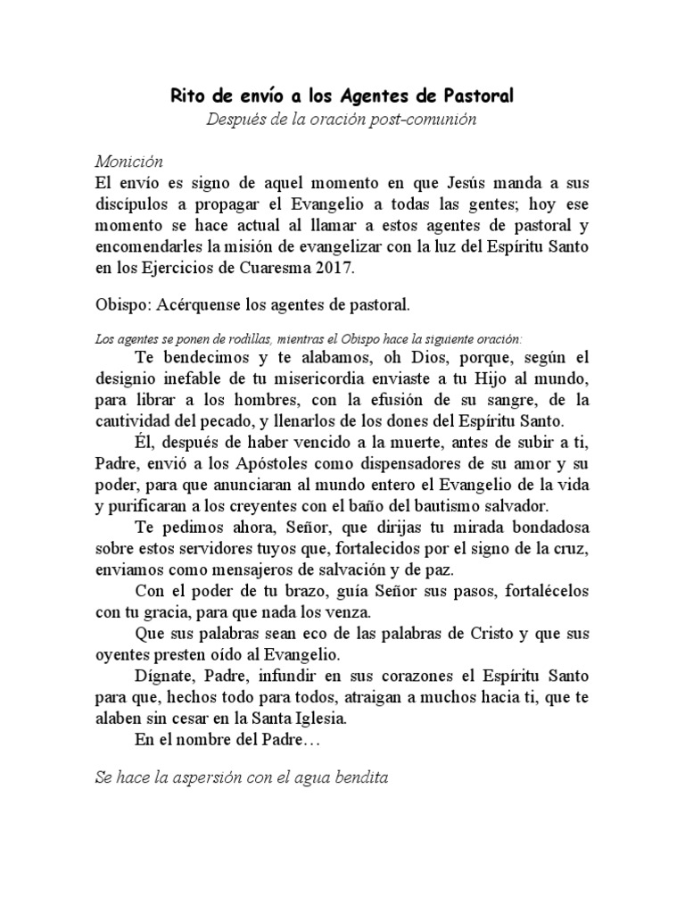 Rito de Envío A Los Agentes de Pastoral | PDF