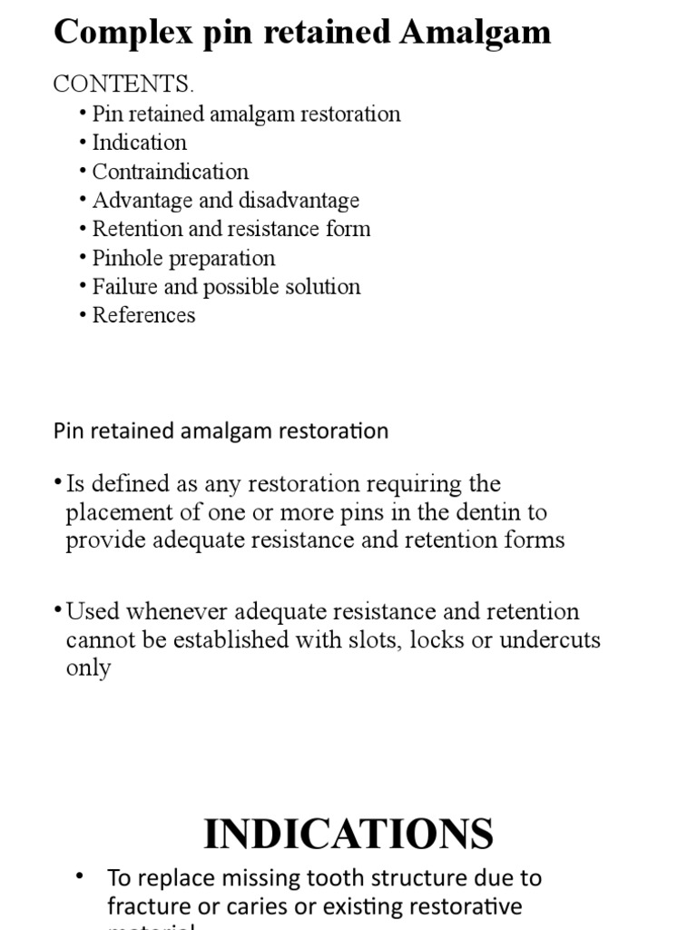 Amalgam Pin Restoration PDF Mouth Dentistry