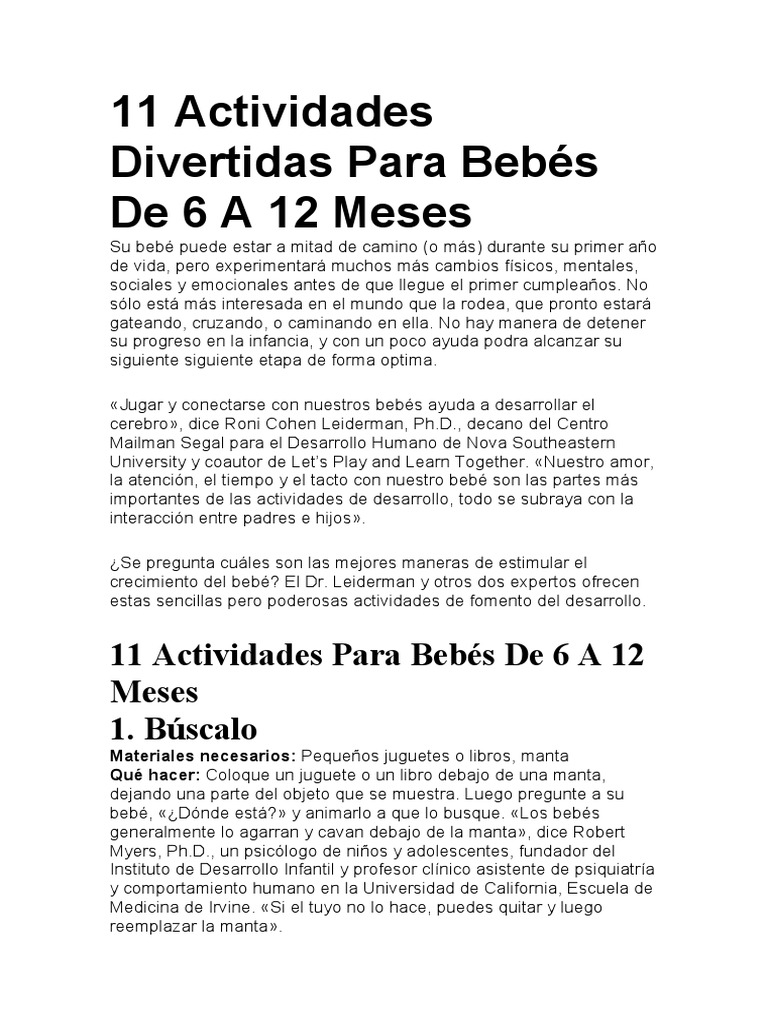 Juegos y actividades para estimular el desarrollo de bebés de 6 a 12 meses