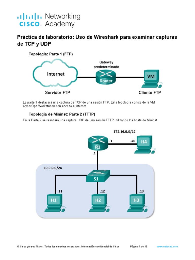 Análisis de TCP y UDP con Wireshark | PDF | Protocolo de Control de ...