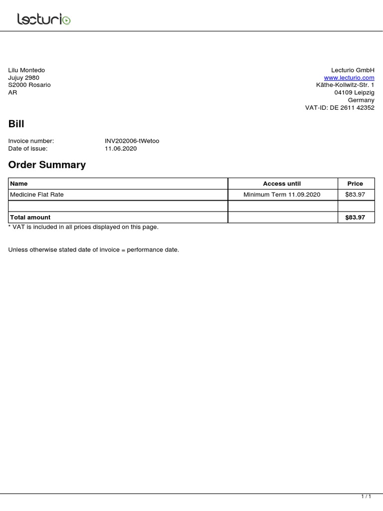 Medical Subscription Invoice | PDF