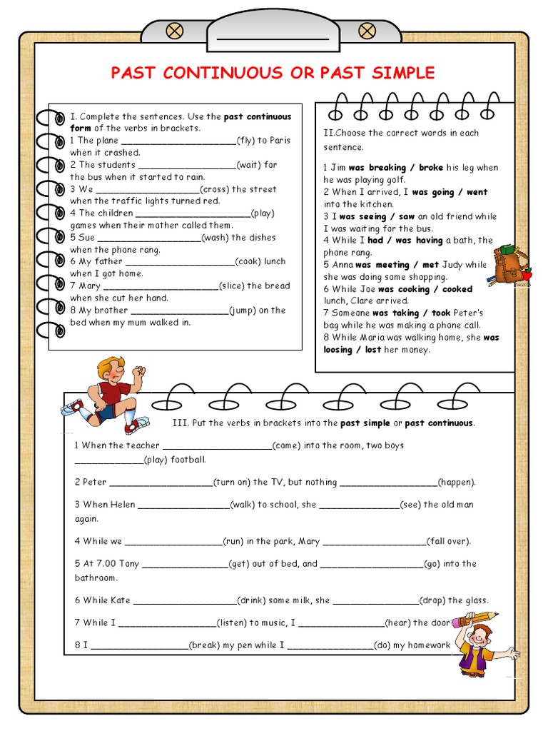 Past Simple vs. Past Continuous Exercises | PDF | Grammar