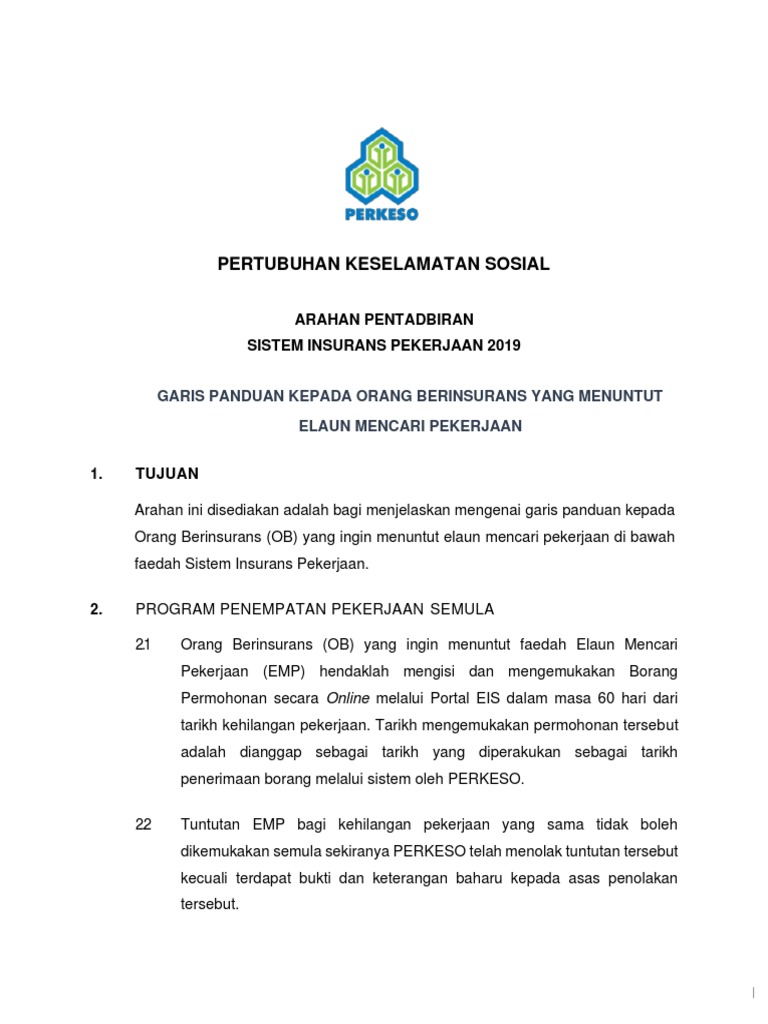 Terma - Syarat Program Penempatan Pekerjaan Semula PERKESO 