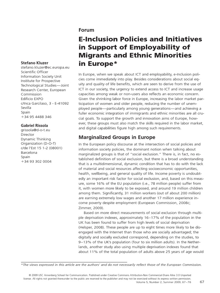 E-Inclusion Policies and Initiatives in Support of Employability of ...
