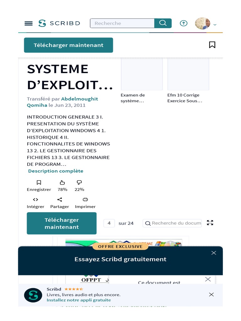 Etude Du Systeme D Exploitation Windows | PDF | Système d'exploitation ...