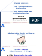 UTA CSE 6329-002 Advanced Topics in Software Engineering Software Measurement and Quality Engineering
