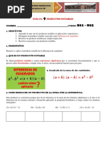 GUÍA No. 9 Productos Notables (Diferencia de Cuadrados) PDF