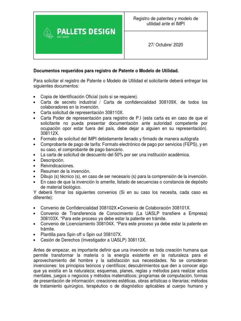 Registro de Patentes y Modelo de Utilidad Ante El IMPI PDF | PDF | Patentar  | Business