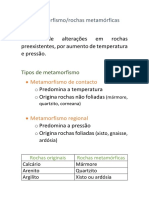 Apontamentos Metamorfismo PDF